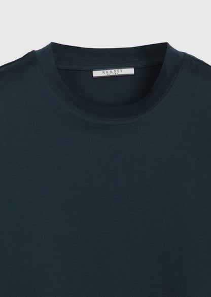 Petrolblaues Unifarbenes Rundhals T-Shirt 100% Baumwolle