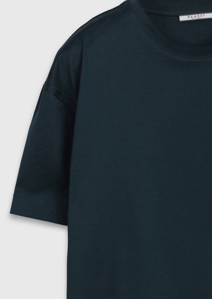 Petrolblaues Unifarbenes Rundhals T-Shirt 100% Baumwolle