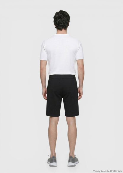 Schwarze Strick Bermuda Regular Fit