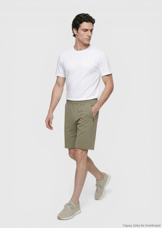 Khaki Strick Bermuda Regular Fit