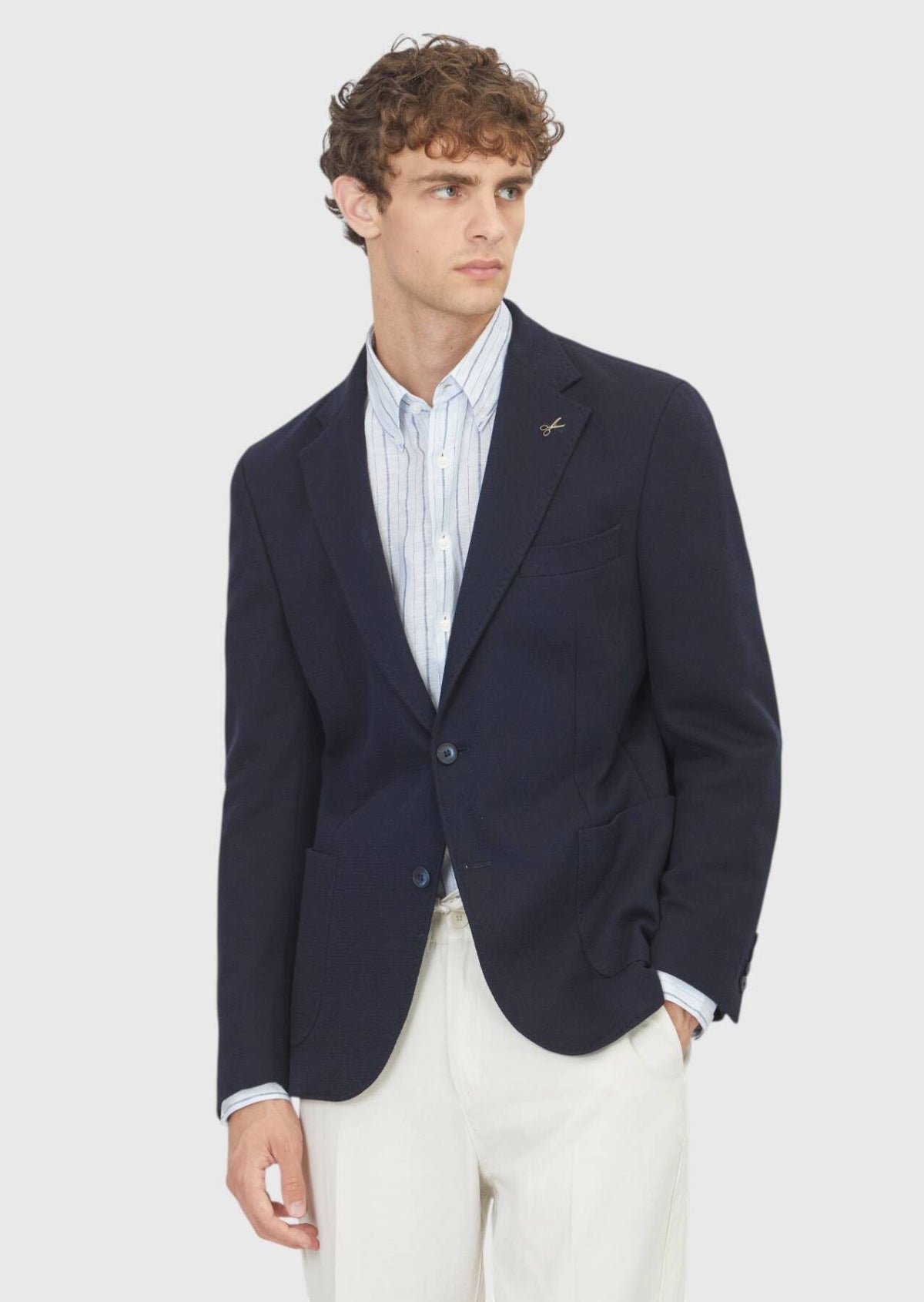 Marineblaues Hemd Schulter Slim Fit 100% Baumwolle