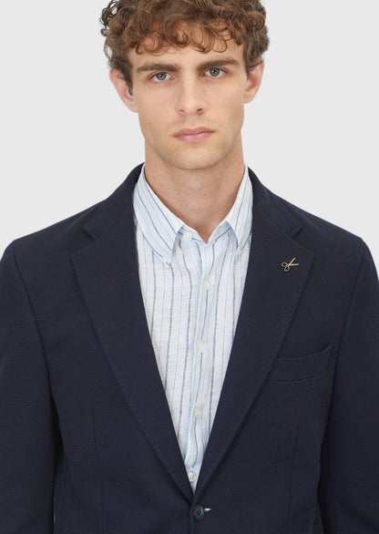 Marineblaues Hemd Schulter Slim Fit 100% Baumwolle