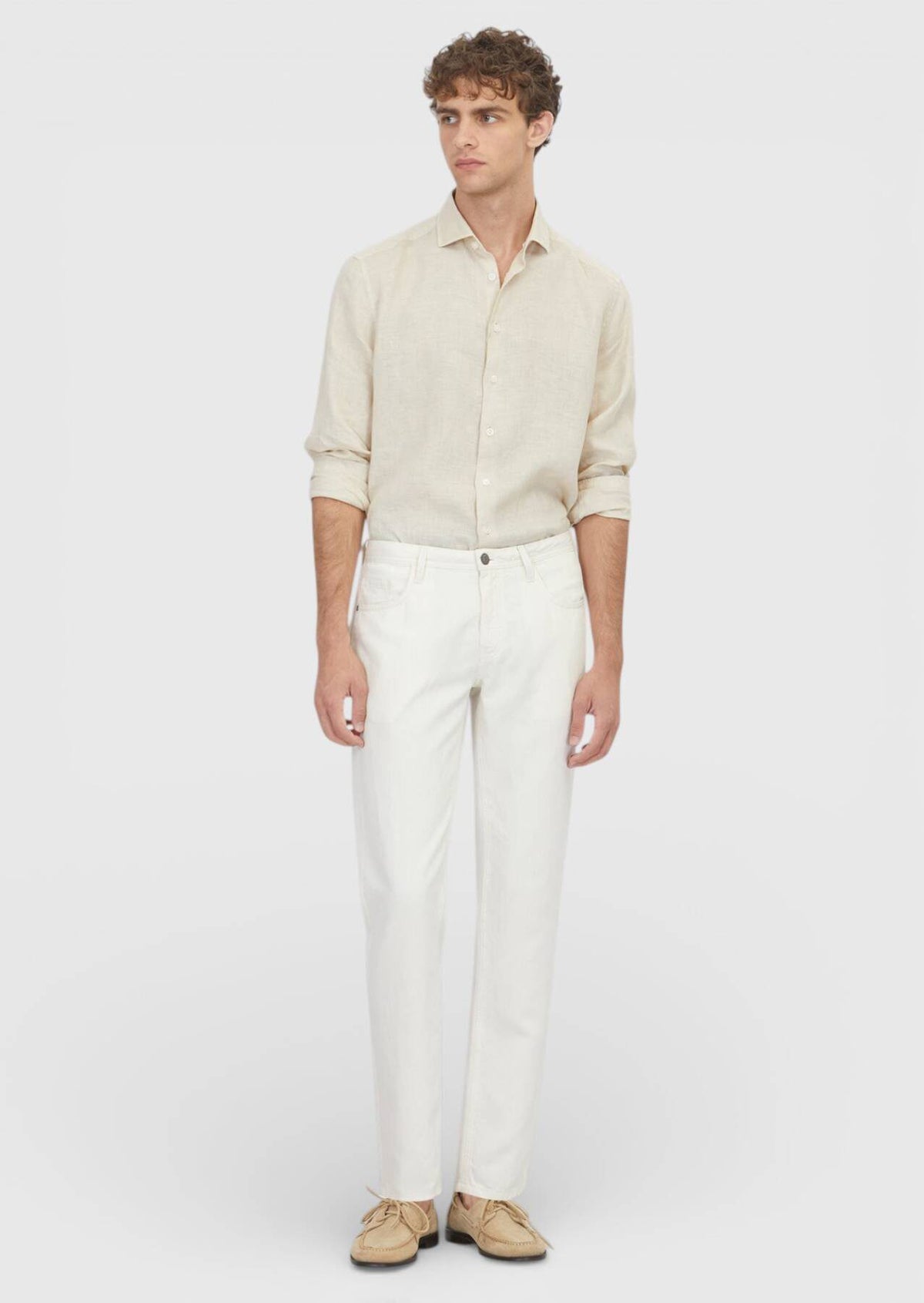 Ecru Denim Regular Fit Casual Hose