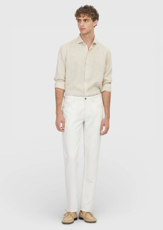 Ecru Denim Regular Fit Casual Hose