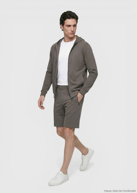 Damson Farbige Strick Bermuda Regular Fit