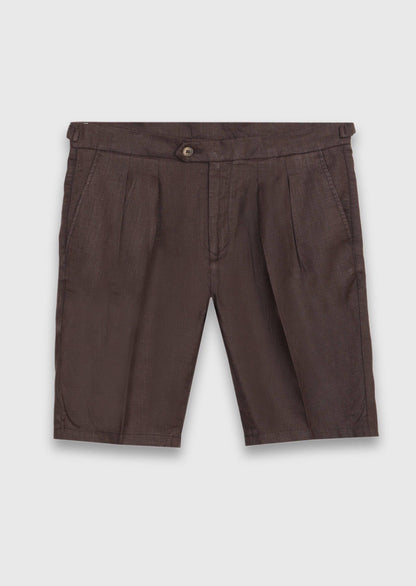 Braune Leinen Bermuda, Carrot Fit, Casual