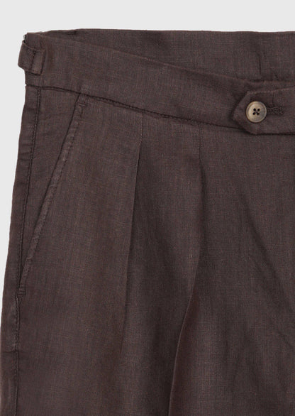 Braune Leinen Bermuda, Carrot Fit, Casual