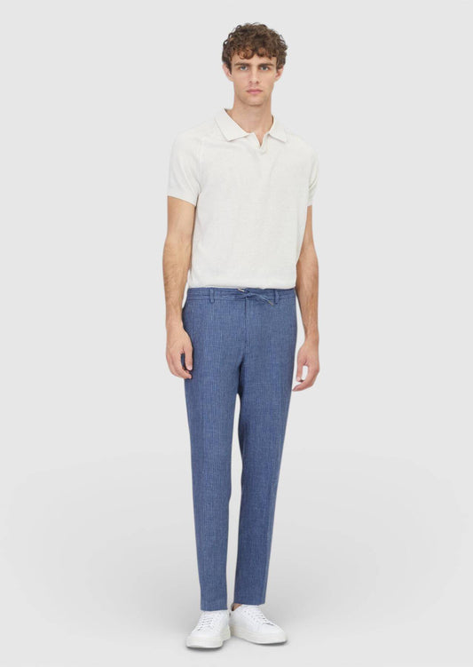 Marineblaue Leinen Jogginghose 100%