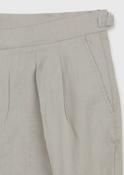 Beige Leinen Bermuda Hose Carrot Fit