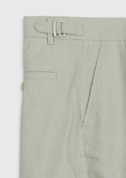 Beige Leinen Bermuda Hose Carrot Fit