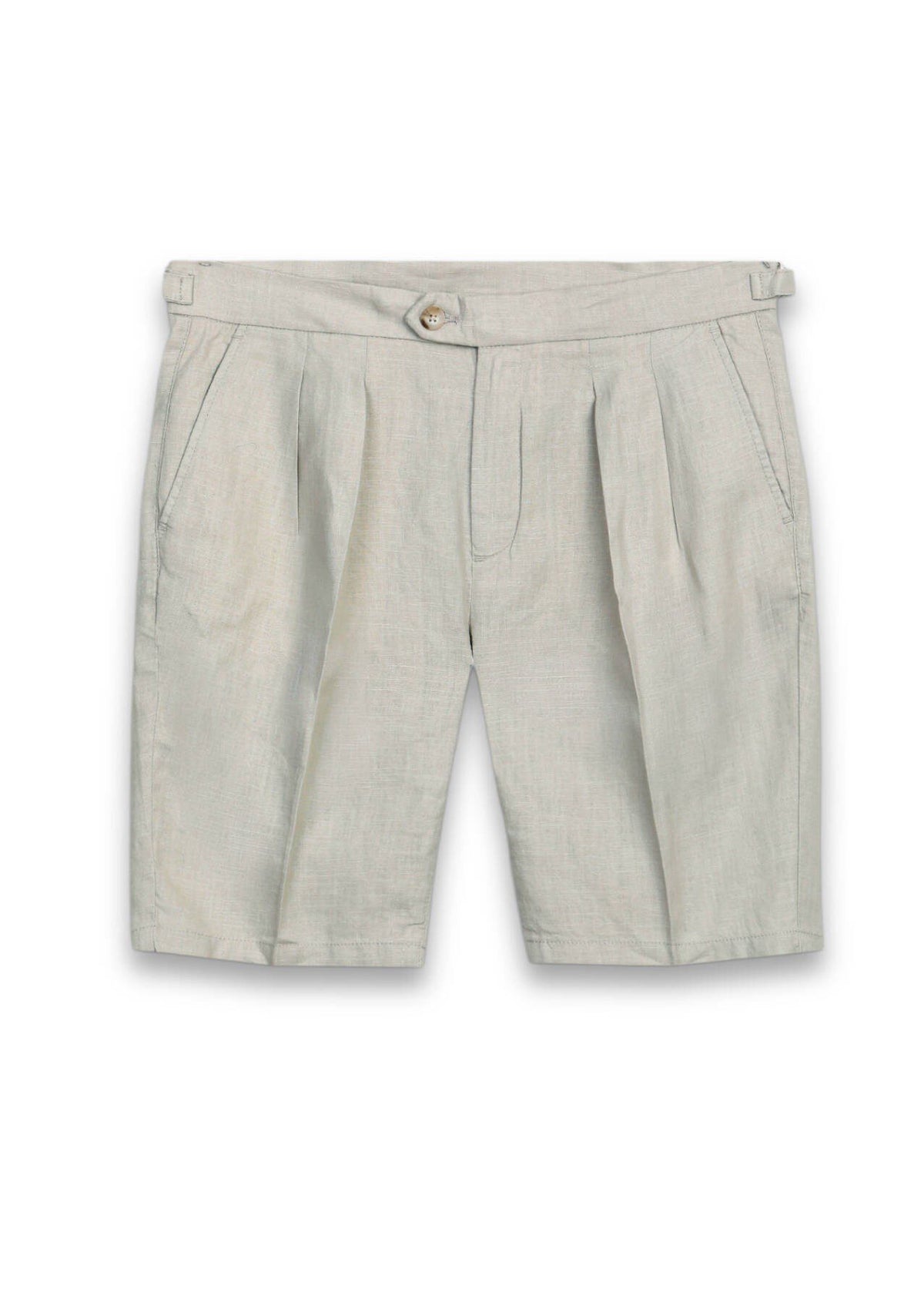 Beige Leinen Bermuda Hose Carrot Fit