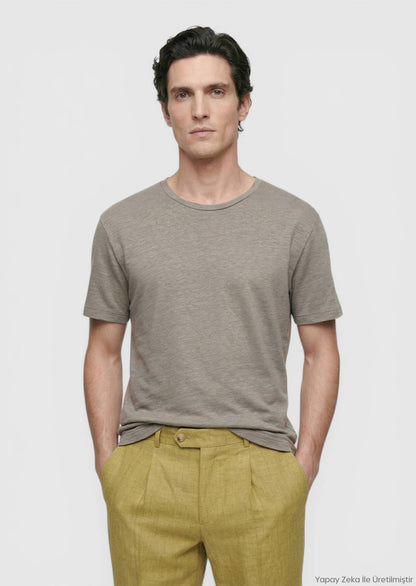 Edel Unifarben 100% Leinen T-Shirt