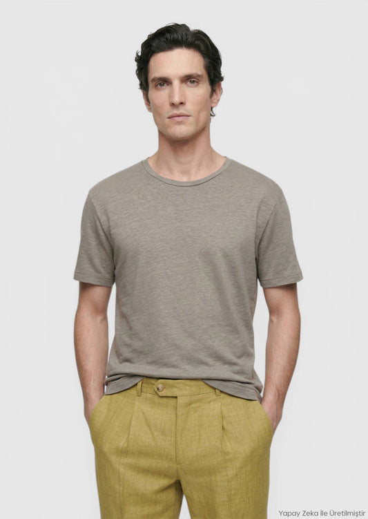 Edel Unifarben 100% Leinen T-Shirt