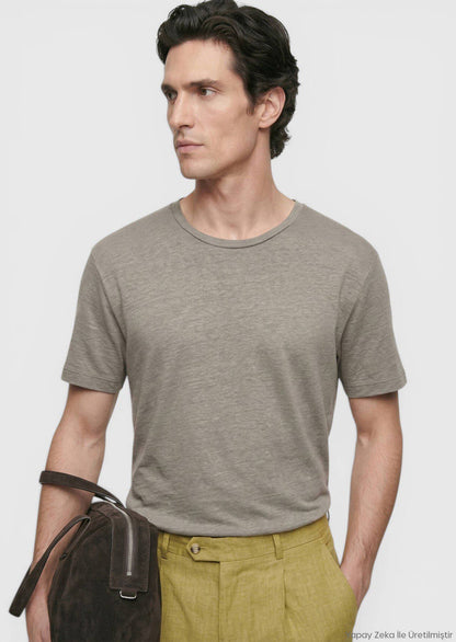Edel Unifarben 100% Leinen T-Shirt