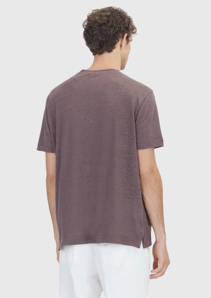 Dunkelpflaume Unifarben 100% Leinen T-Shirt