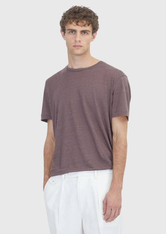 Dunkelpflaume Unifarben 100% Leinen T-Shirt