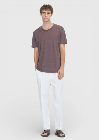 Dunkelpflaume Unifarben 100% Leinen T-Shirt
