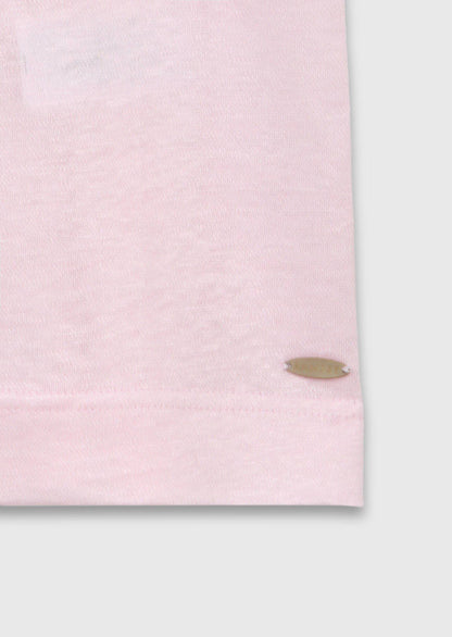 Rosa Unifarben 100% Leinen T-Shirt