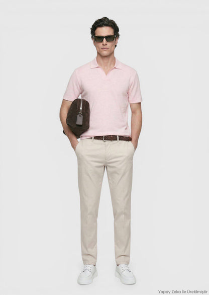 Rosa Unifarben 100% Leinen T-Shirt
