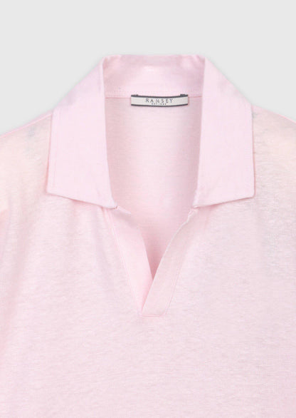 Rosa Unifarben 100% Leinen T-Shirt