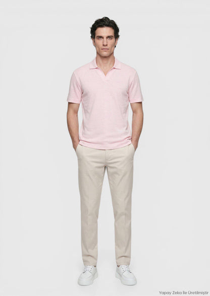 Rosa Unifarben 100% Leinen T-Shirt
