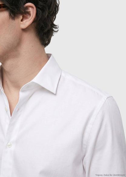 Steinfarbiges Casual Fit Baumwollhemd