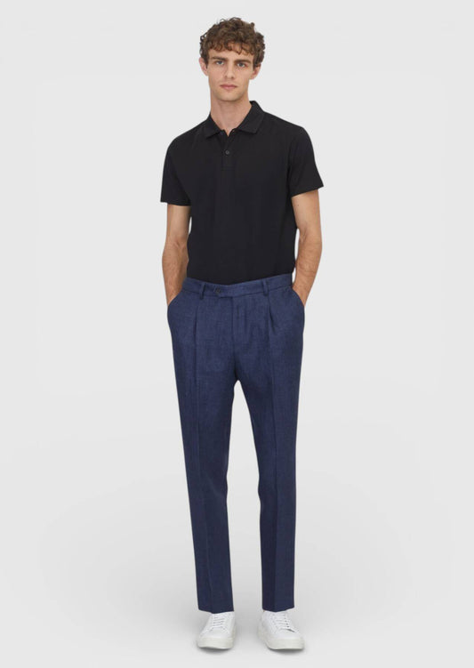 Helle Marineblaue Leinenhose Comfort Fit