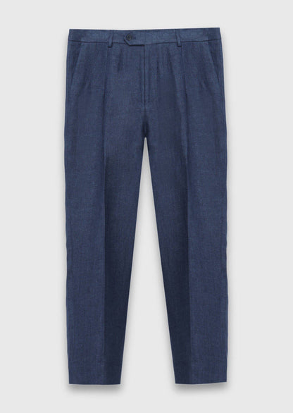 Helle Marineblaue Leinenhose Comfort Fit