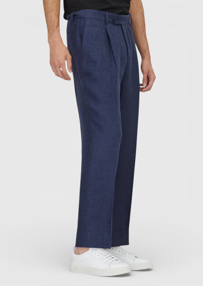 Helle Marineblaue Leinenhose Comfort Fit