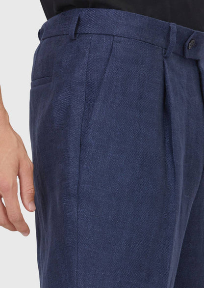 Helle Marineblaue Leinenhose Comfort Fit