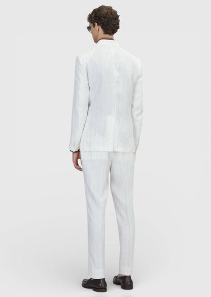 Ecru Unifarben Zeroweight Slim Fit Leinenanzug