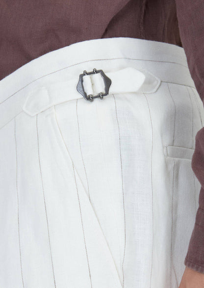 Ecru Unifarben Zeroweight Slim Fit Leinenanzug