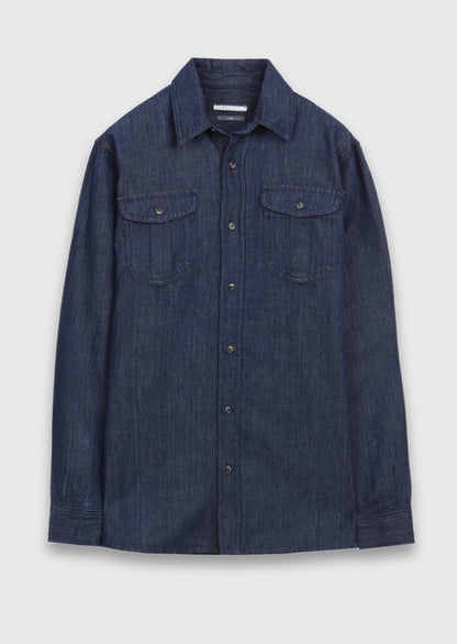 Indigo Unifarben Freizeitshirt aus Baumwolle