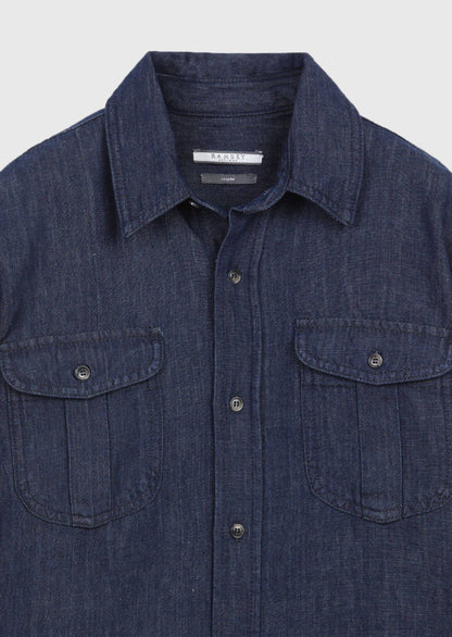 Indigo Unifarben Freizeitshirt aus Baumwolle