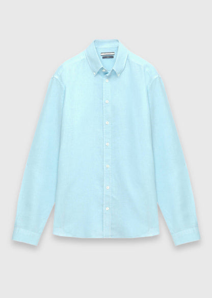 Türkis Unifarben Regular Fit Casual Hemd