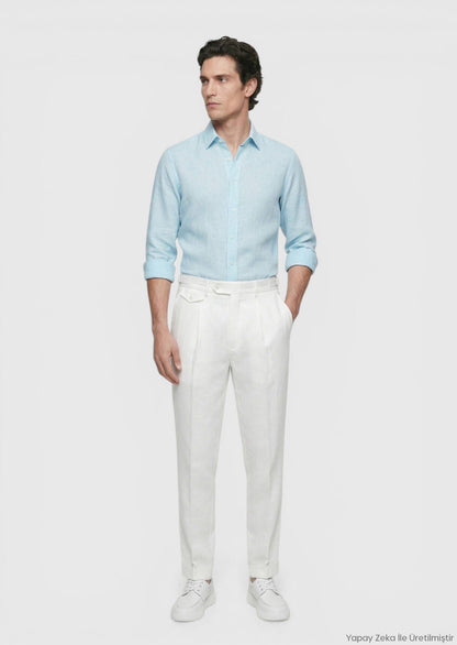 Türkis Unifarben Regular Fit Casual Hemd