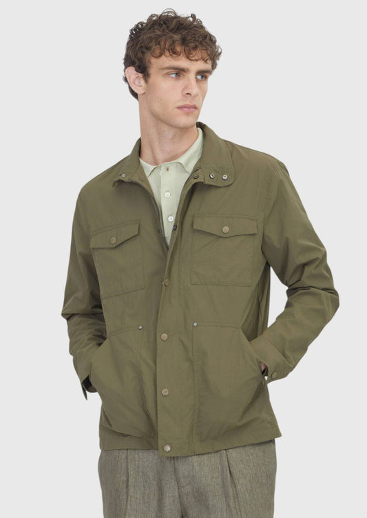 Khaki Regular Fit Versteckte Kapuze Freizeitjacke
