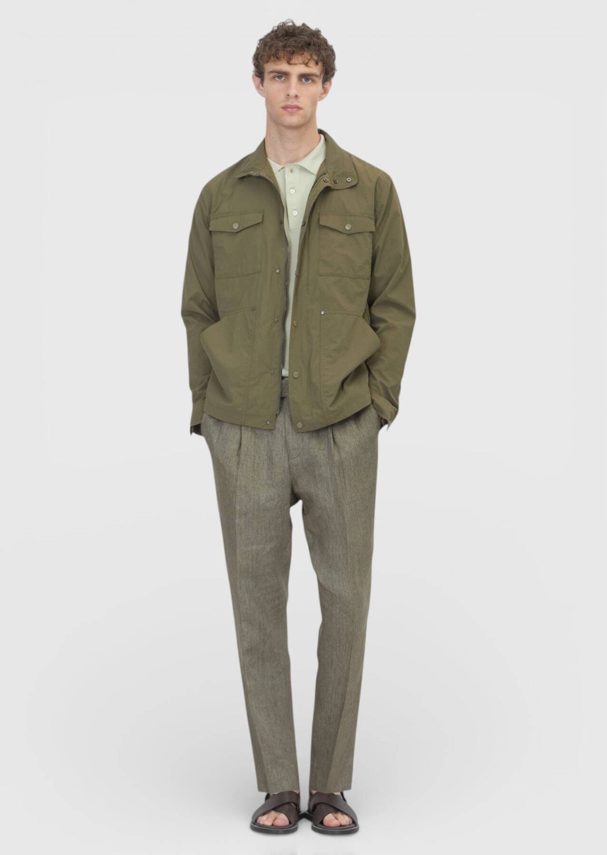 Khaki Regular Fit Versteckte Kapuze Freizeitjacke