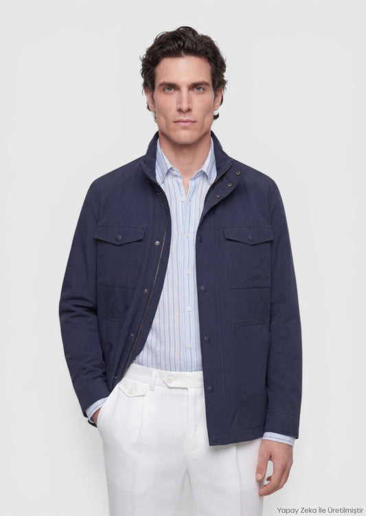 Marineblauer Regular Fit Freizeittechnikkab.