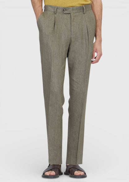 Khaki Leinenhose Regular Fit Casual
