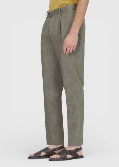 Khaki Leinenhose Regular Fit Casual