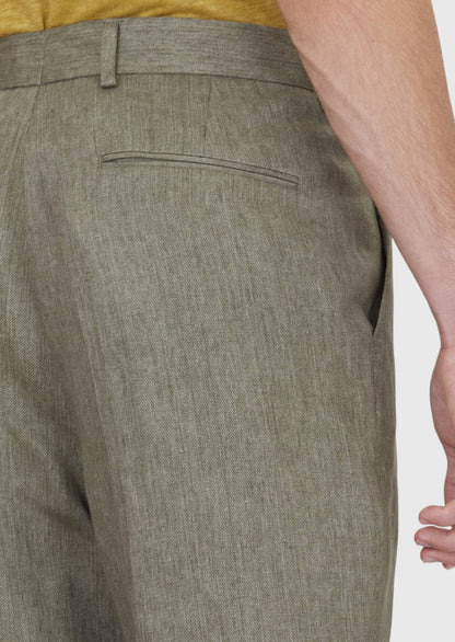 Khaki Leinenhose Regular Fit Casual