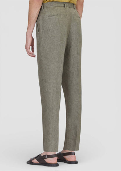 Khaki Leinenhose Regular Fit Casual