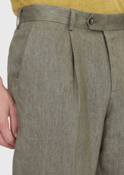 Khaki Leinenhose Regular Fit Casual
