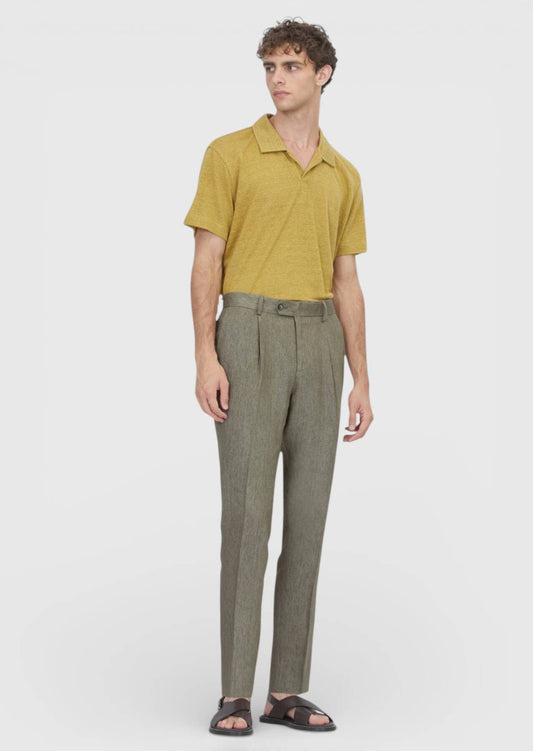 Khaki Leinenhose Regular Fit Casual