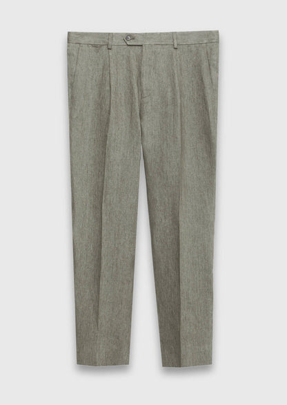 Khaki Leinenhose Regular Fit Casual