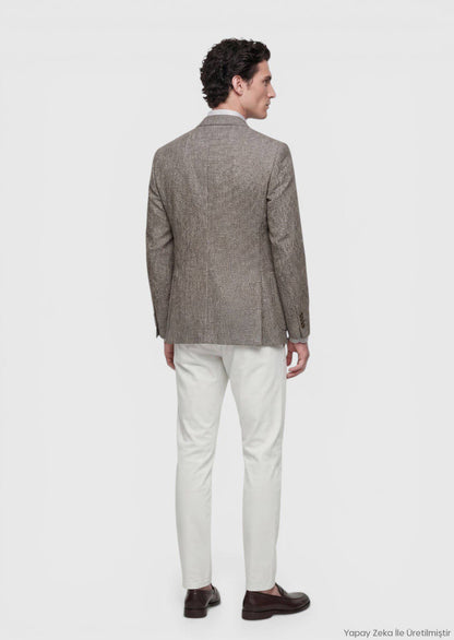 Hellbraune gemusterte Zeroweight Jacke