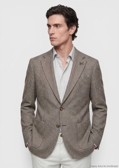Hellbraune gemusterte Zeroweight Jacke