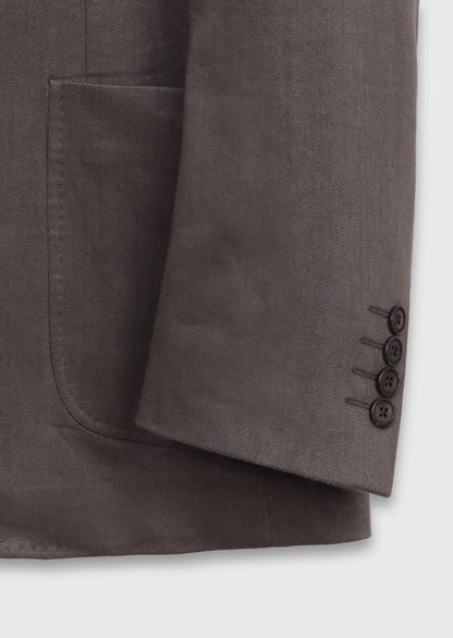 Hellbraune schlichte Zeroweight Leinenjacke