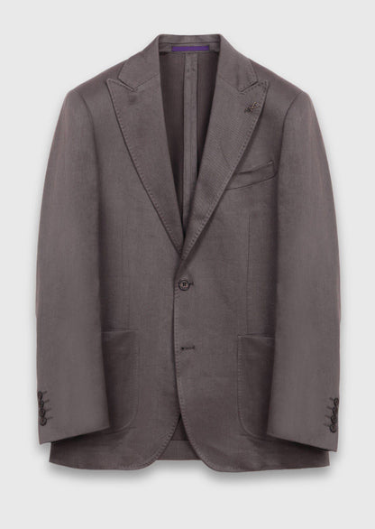 Hellbraune schlichte Zeroweight Leinenjacke
